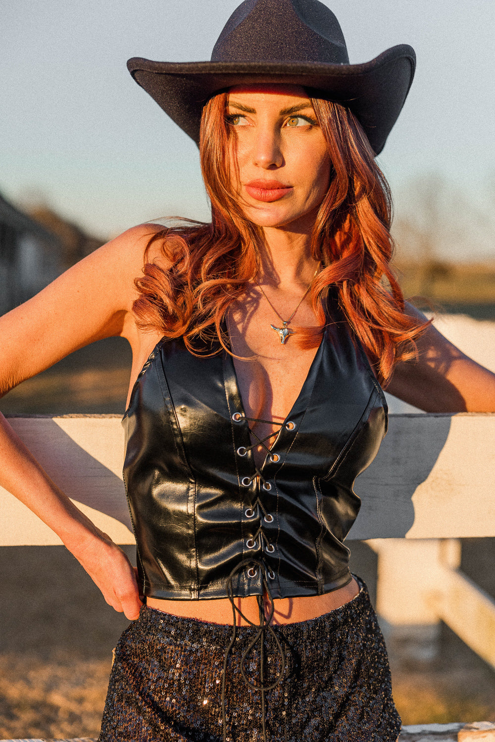 Coyote Ugly Leather Lace Up Crop – Trendy and Tipsy