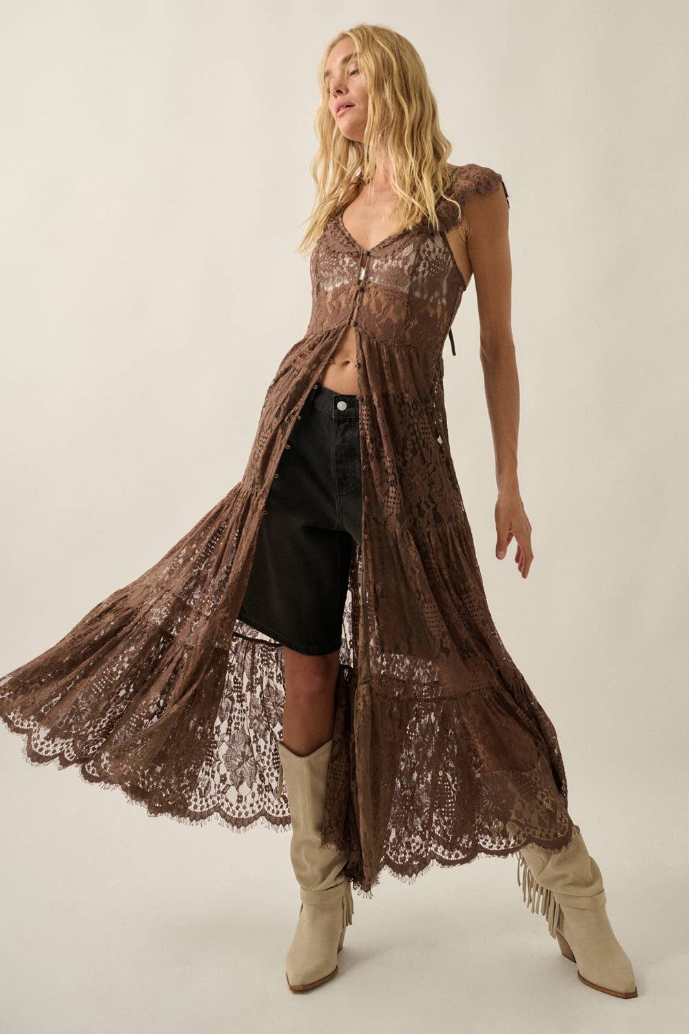 Desert Wildflower Lace Duster- Brown – Trendy and Tipsy