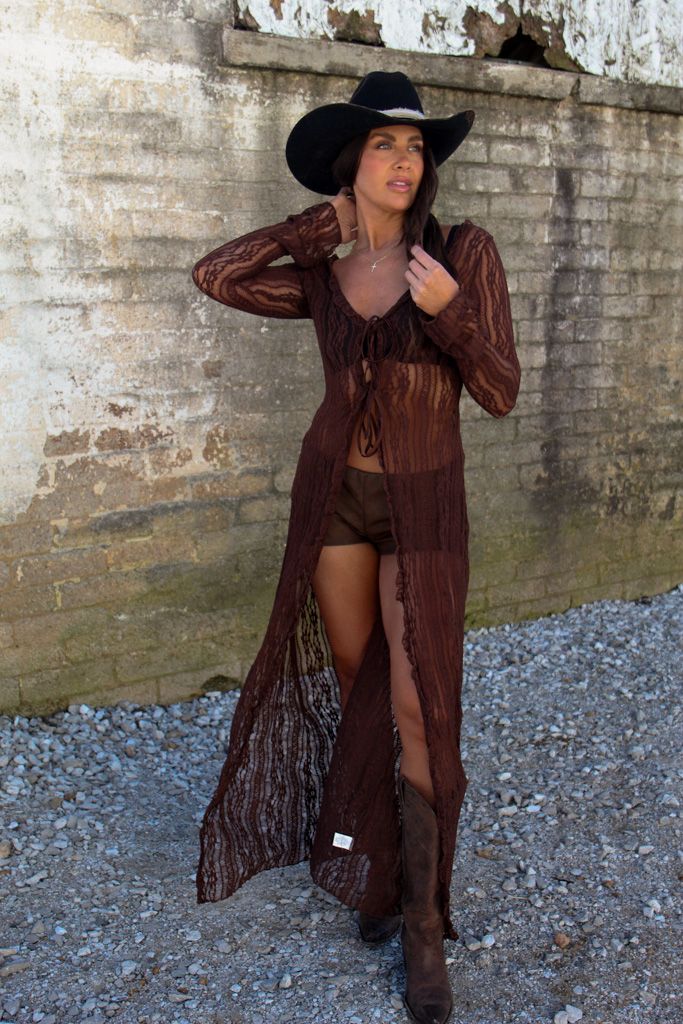 Wildera Lace Duster-Brown Medium