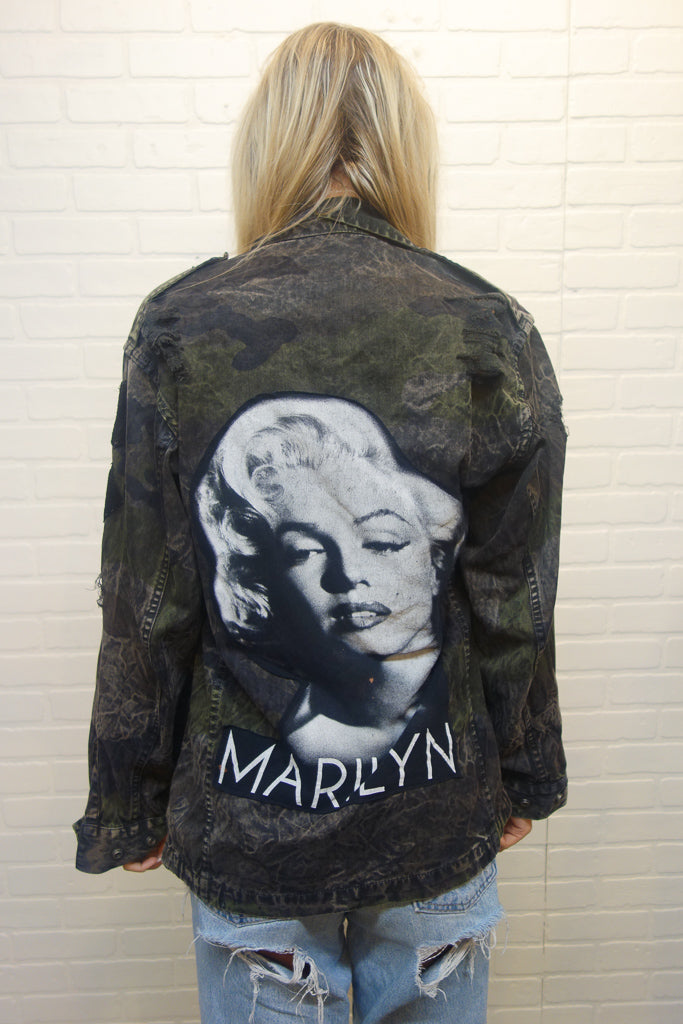 Marilyn Monroe Acid Wash Camo Jacket Trendy and Tipsy