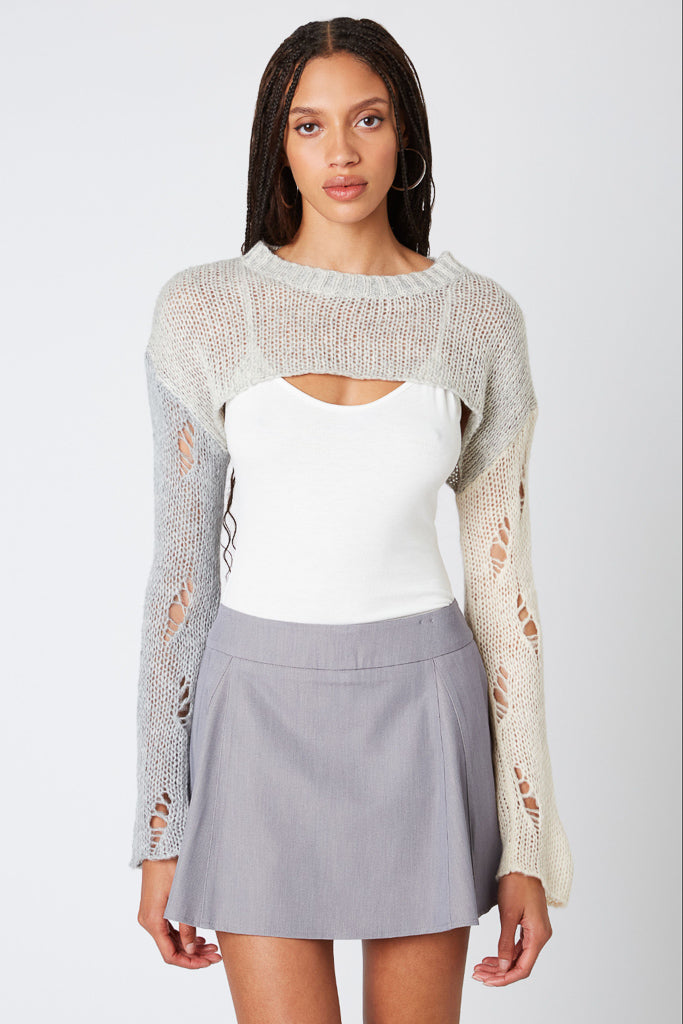 ボレロ 2WAY LAYERED KNIT BOLERO SALE】2way Mesh Knitted Bolero