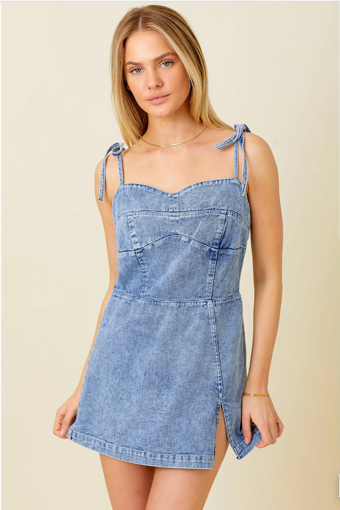 Daisy Duke Denim Tie Dress Trendy and Tipsy