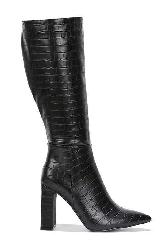 Say What Croc Knee High Boots - Black