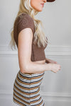 Sleek Ribbed Crop Top- Brown