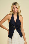 Denim Buckle Top