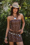 Rebecca Western Mini Skort: Brown