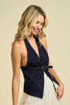 Denim Buckle Top