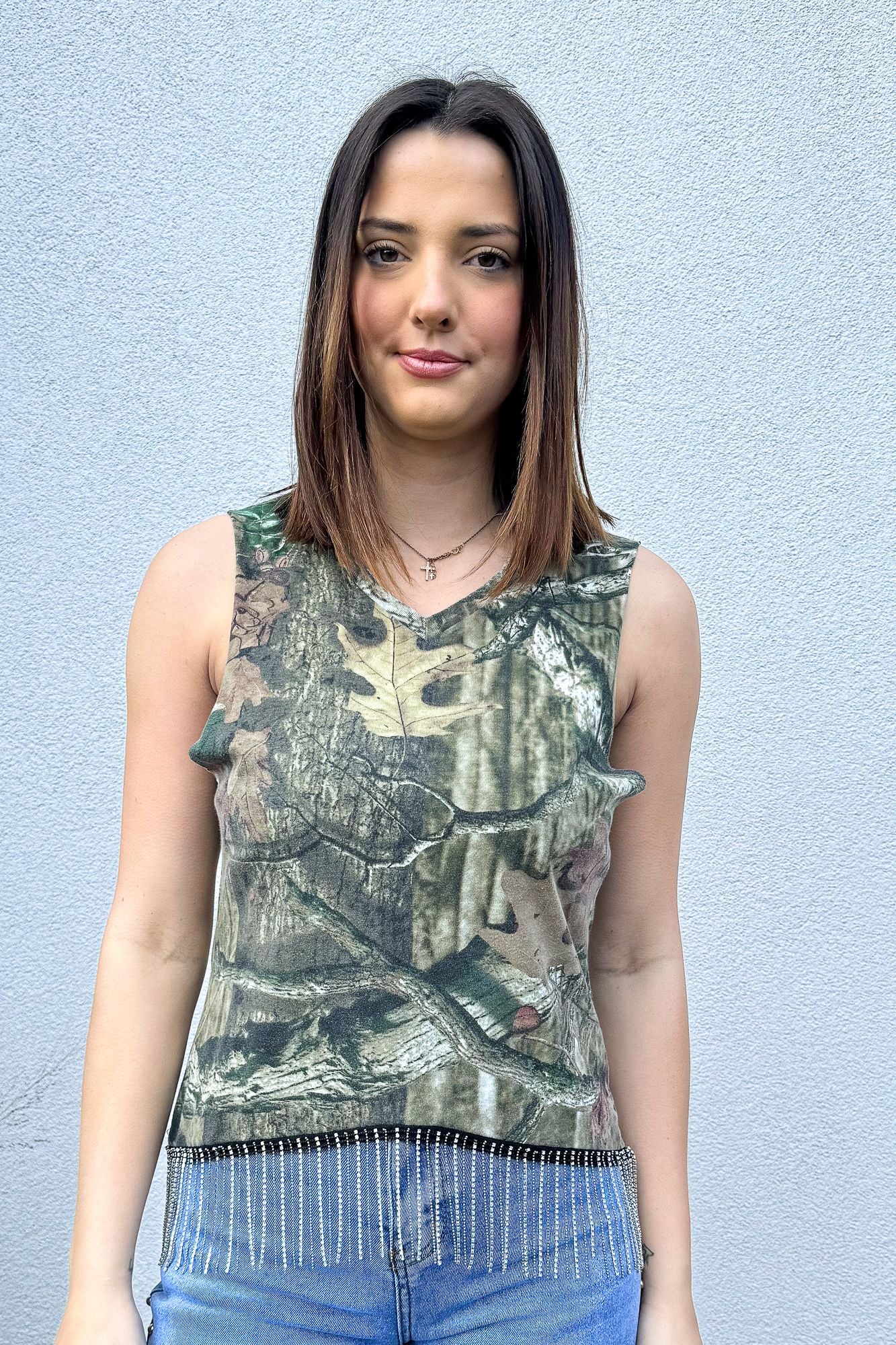 トップス Y2K  fringe & rhinestone design tanktop Durio Sparkly Crop Tops for Women Rhinestone Fringe Tank