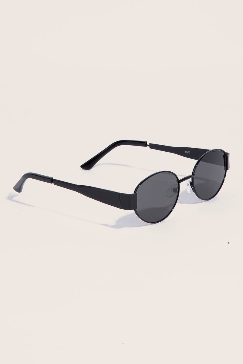 Thin Metal Oval Frame Sunglasses