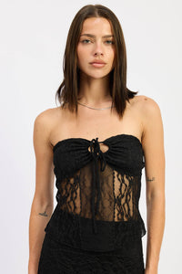 Savannah Lace Tube Top- Black