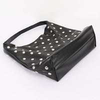 Studded Faux Leather Hobo Bag