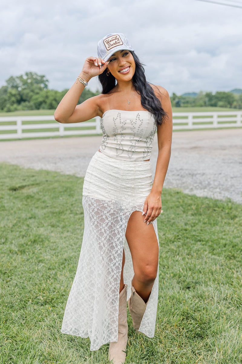 Amber Lace Maxi Skirt- Ivory