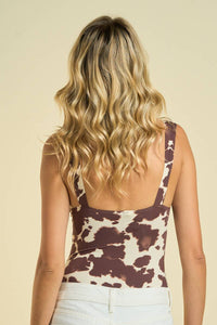 Cow Print Bodysuit- Brown