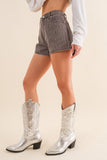 Delaney Rhinestone Studded Shorts- Charcoal