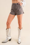 Delaney Rhinestone Studded Shorts- Charcoal