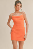 Florence Ruched Mini Dress - Orange
