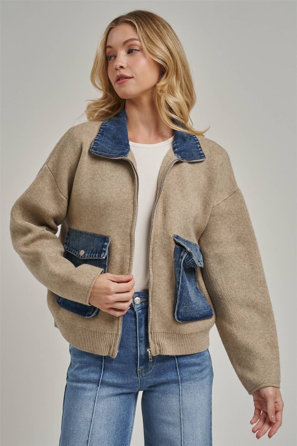 Hadley Contrast Denim Sweater