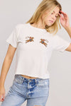 Rodeo Rebel Puff-Stitch Crop Tee - White