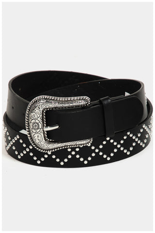 Gemma Rhinestone Buckle Leather Belt – Alapage Boutique