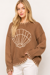 Coastal Shell Sweater-Brown