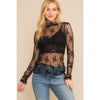 Grace Long Sleeve Mesh Top- Black
