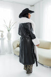 Mercedes Long Fur Faux Leather Coat- Black