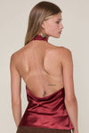 Lux Merlot Cowl Neck Top