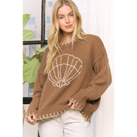 Coastal Shell Sweater-Brown