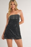 Dolly Rhinestone Mini Dress- Black
