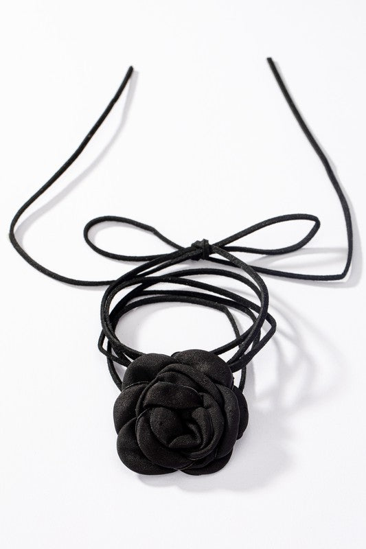 Flower Choker Necklace - Black