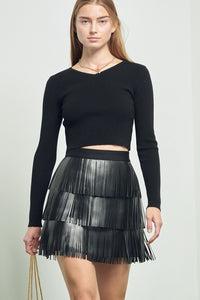 Desert Fringe Leather Skirt