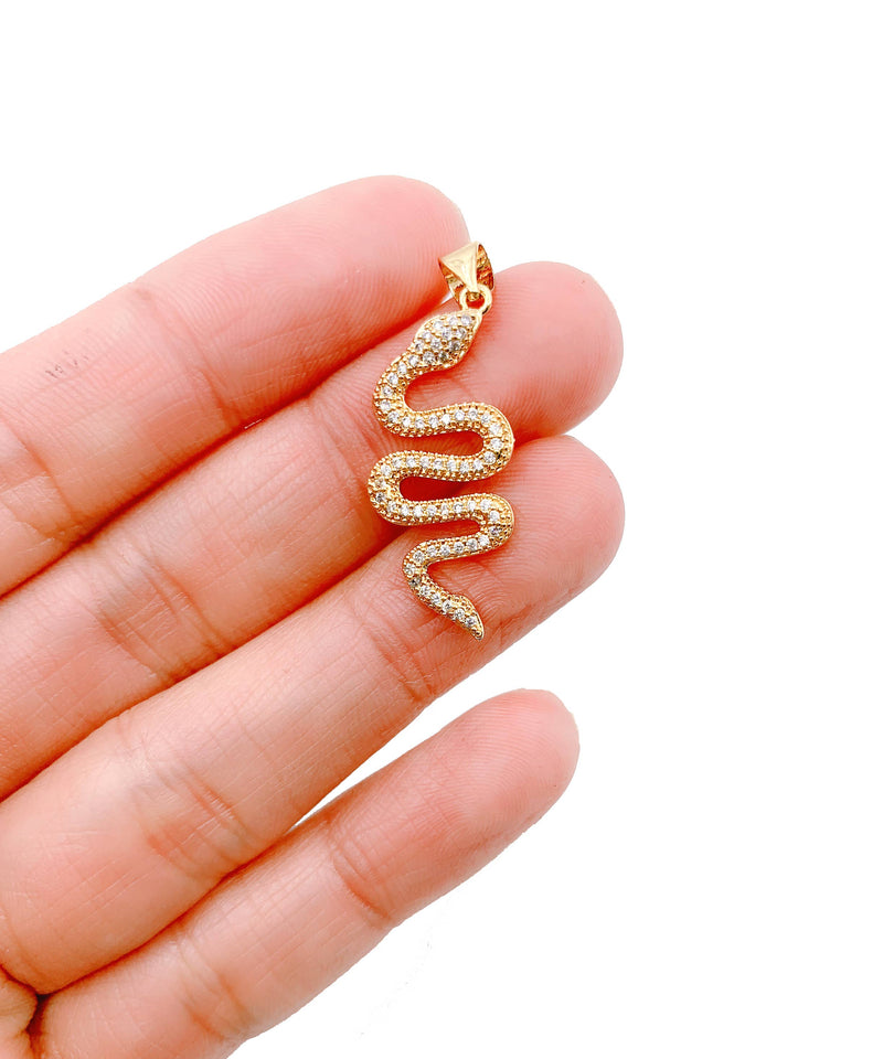 CZ Snake Charm Pendant