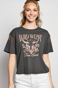 Wild West Rhinestone Fringe Tee