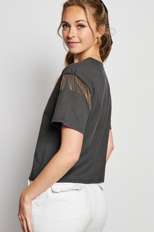 Wild West Rhinestone Fringe Tee