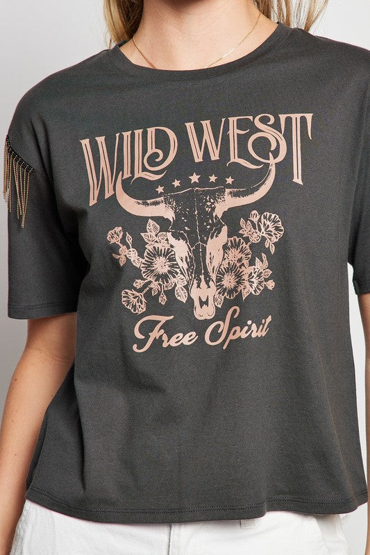 Wild West Rhinestone Fringe Tee