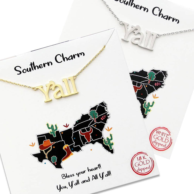 Y'all Pendant Necklace - Gold