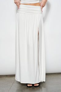 Farrah Ruched Maxi Skirt- White
