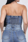 Glitz Denim Sparkle Tube Top