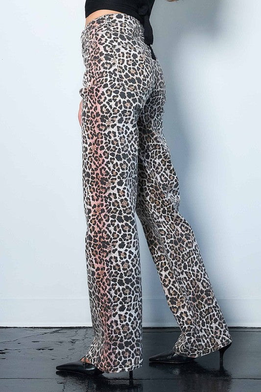 Wild Leopard Wide Leg Jeans