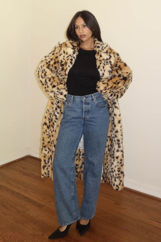 Ruby Luxe Leopard Faux Fur Coat