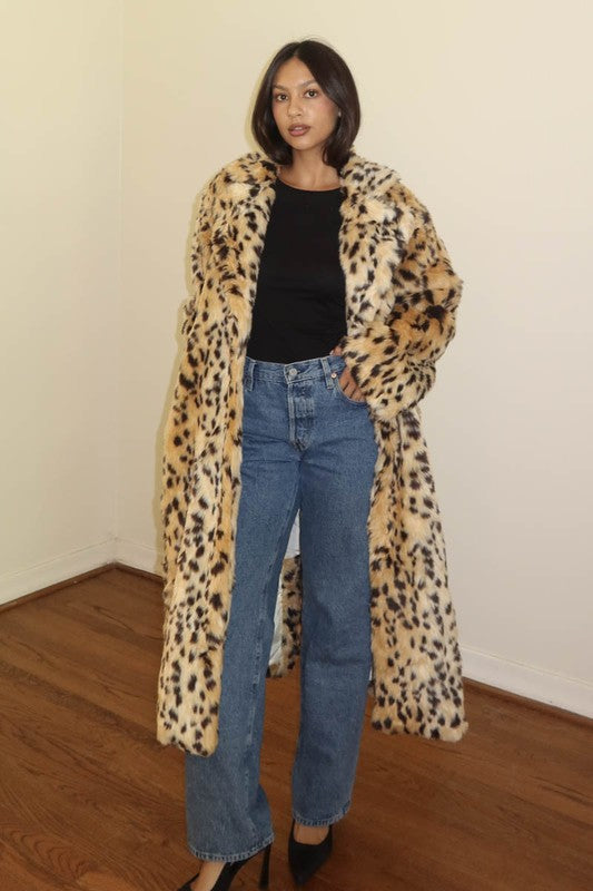 Ruby Luxe Leopard Faux Fur Coat