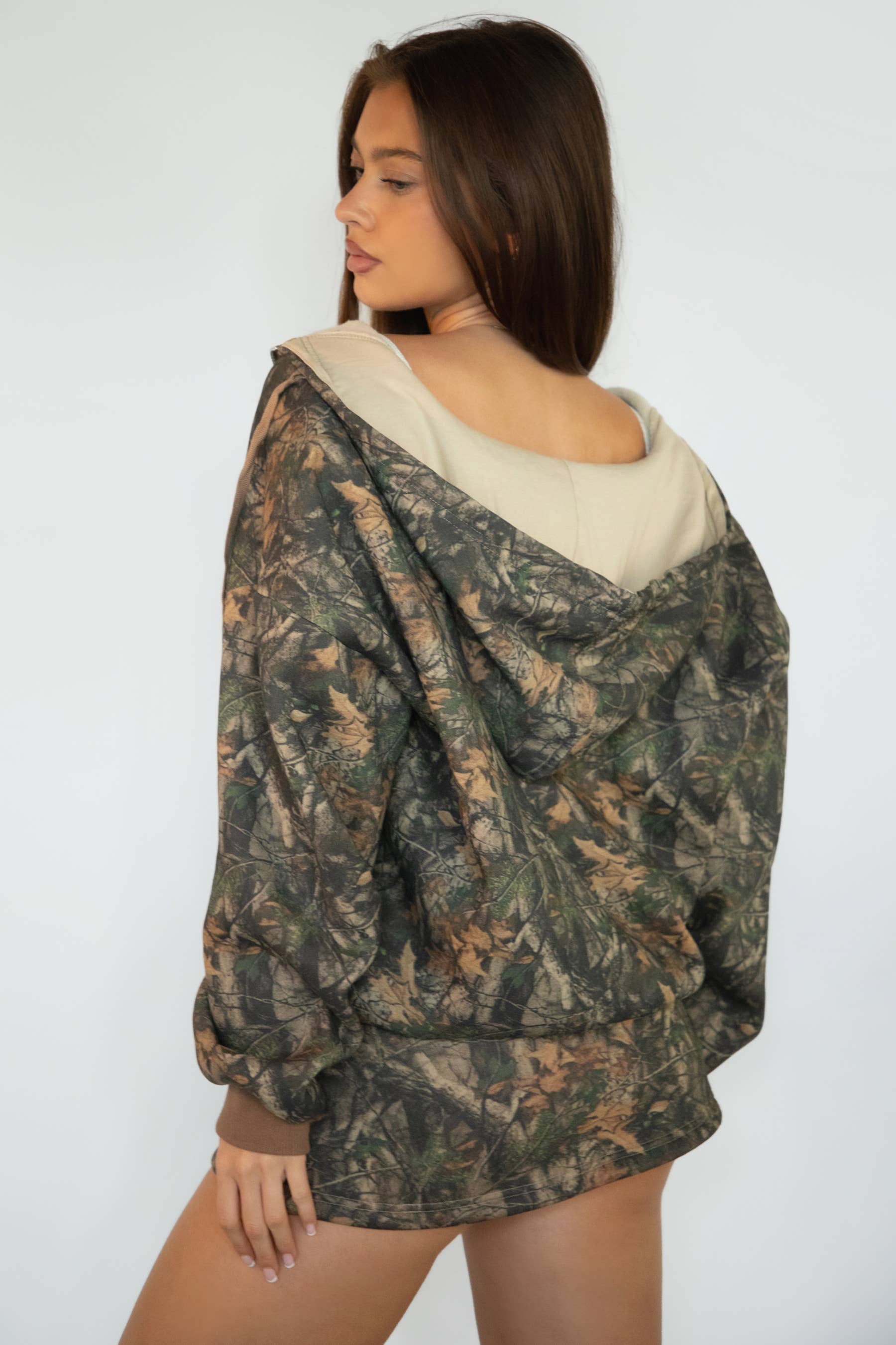 Woodland Camo Zip Up Hoodie