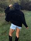 American Line Suede Fringe Jacket- Black