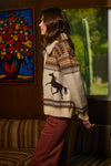 Wild Mustang Jacquard Zip Sweater