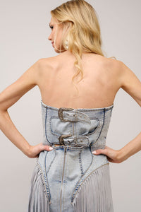 Dakota Fringe Dress- Denim