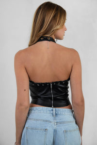 Linnea Faux Leather Bustier Top