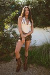 Maisie Western Corset Halter Top: Oatmeal