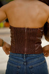 Dakota Buckle Leather Tube top - Wine