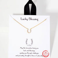 Mini Horseshoe Pendant Necklace - Gold