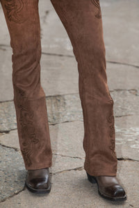 Zahara Suede Western Embossed Pants